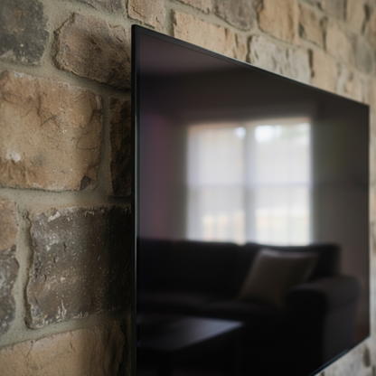 TV Mounted on Stone Wall