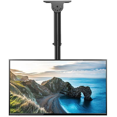 Ceiling-mounted TV on a covered patio — overhead TV installation for outdoor living