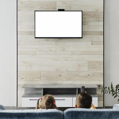 Clean TV installation with all wires completely concealed — wire-free wall result